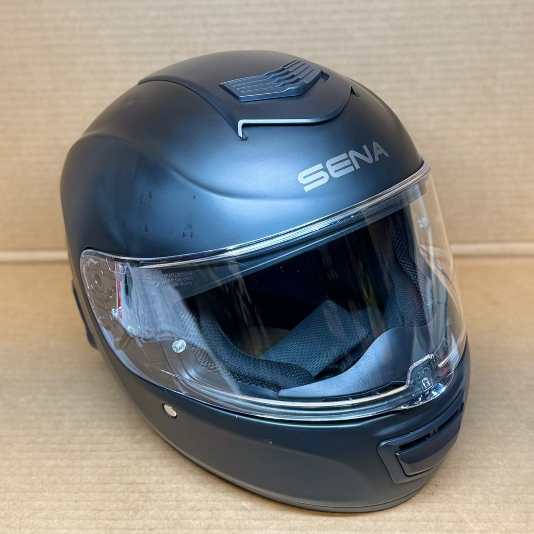 (XL) Scratched Sena Momentum Lite Motorcycle Helmet Smart Bluetooth Matte Black-