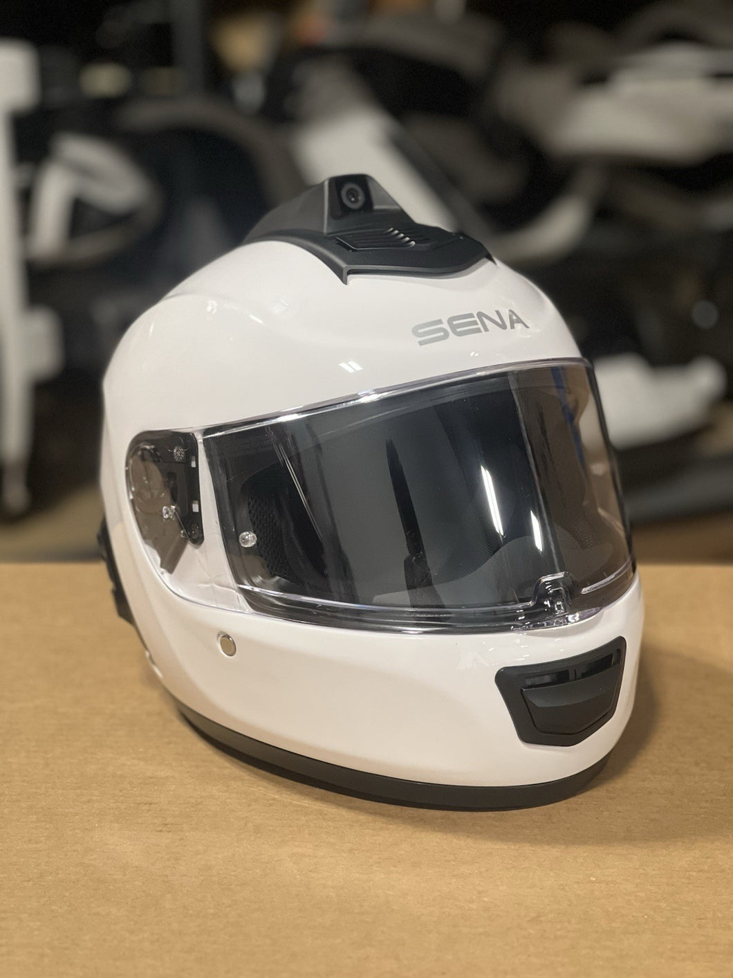 (XL) Sena Momentum INC-Pro White Motorcycle  Helmet Bluetooth Camera -