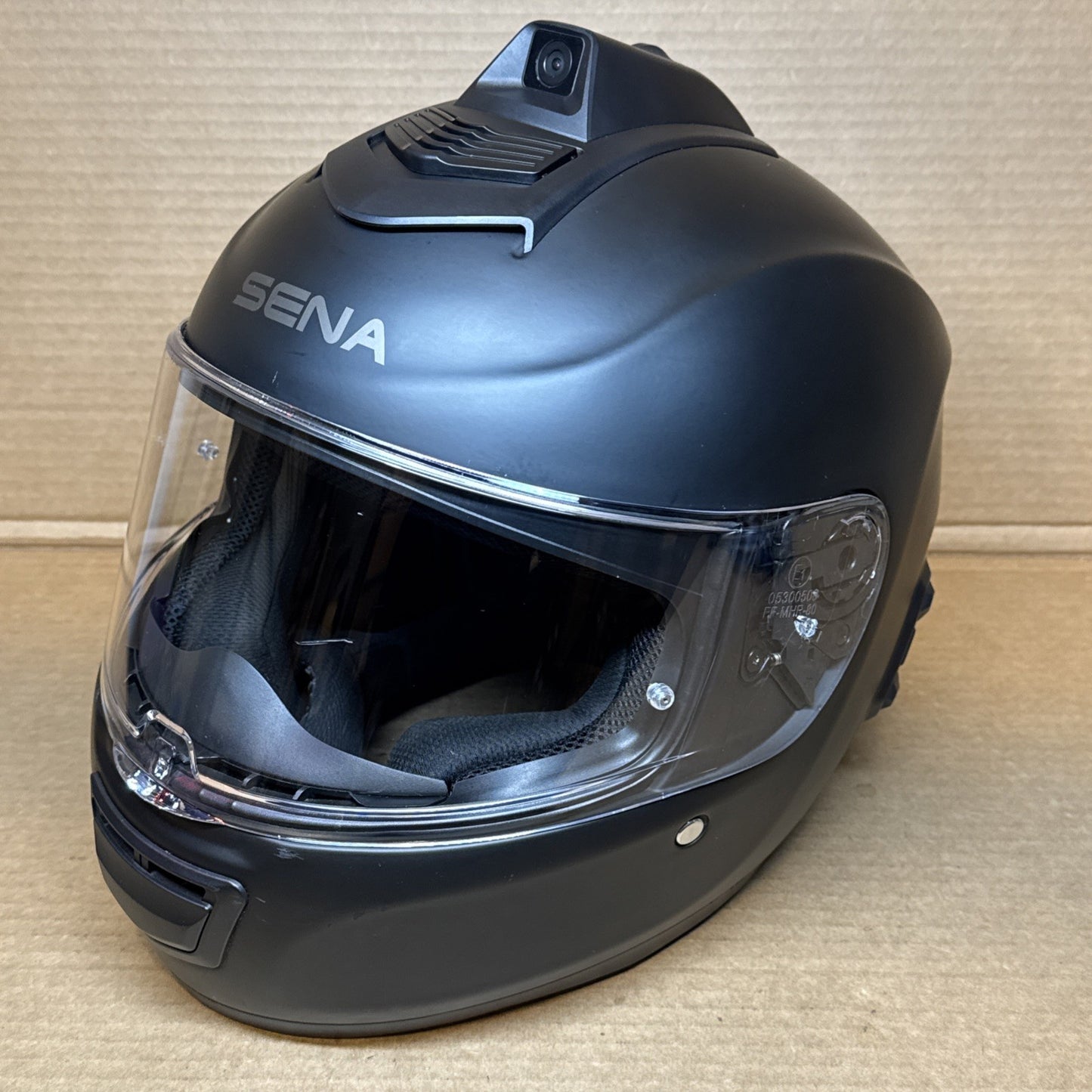 Sena Momentum INC Pro Bluetooth Camera Motorcycle Helmet, Matte Black, Large, Scratched