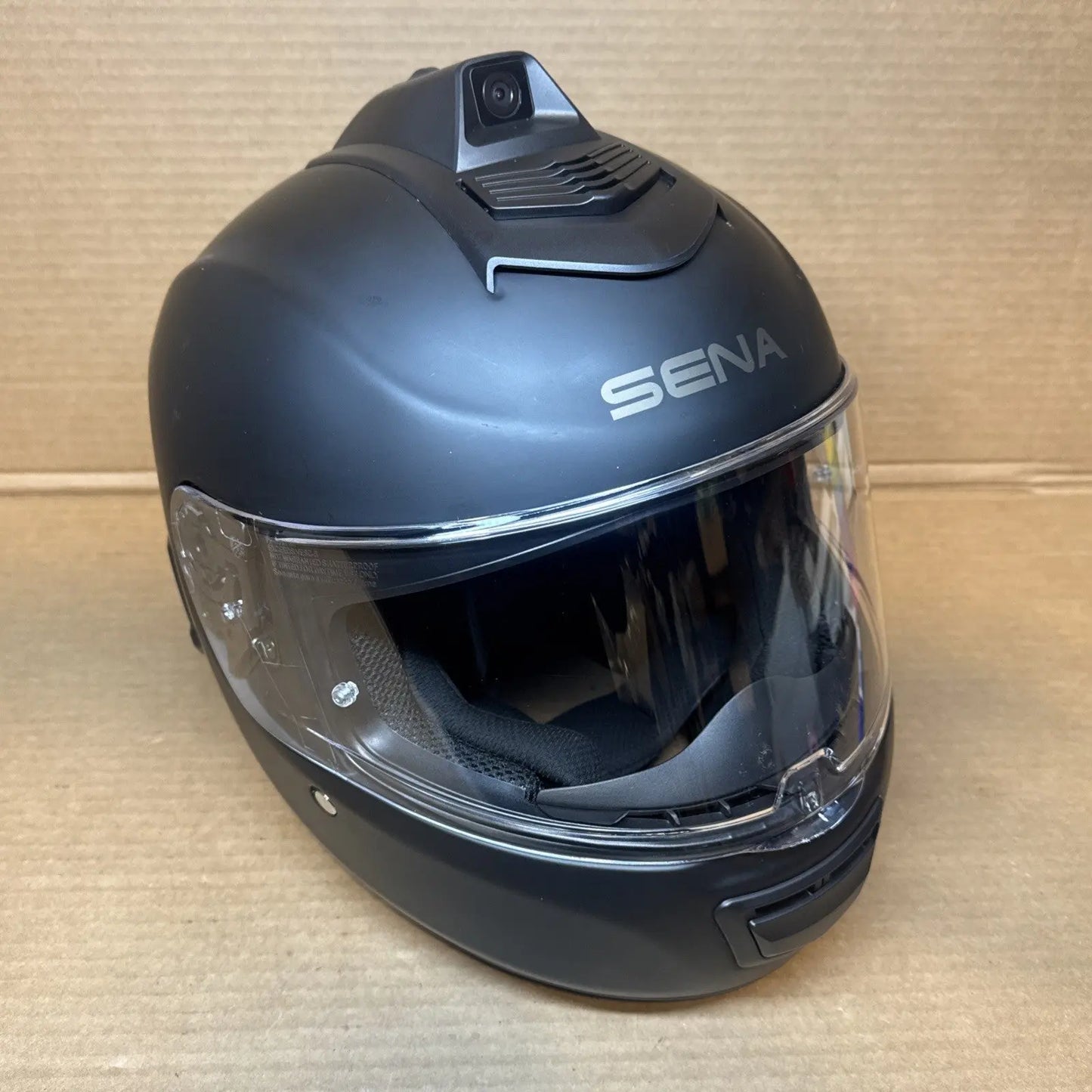 Sena Momentum Pro Bluetooth Camera Motorcycle Helmet, Matte Black, XL, Scratched