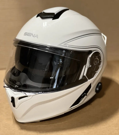 Sena Outrush Modular Flip-up Bluetooth Motorcycle Helmet, Glossy White, Medium