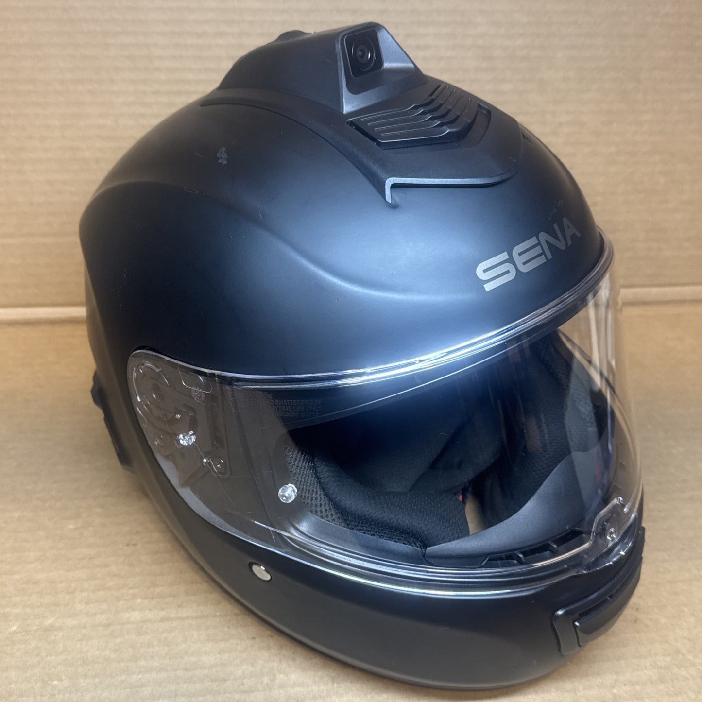 Sena Momentum INC Pro Bluetooth Camera Motorcycle Helmet, Matte Black, Large, Scuffed