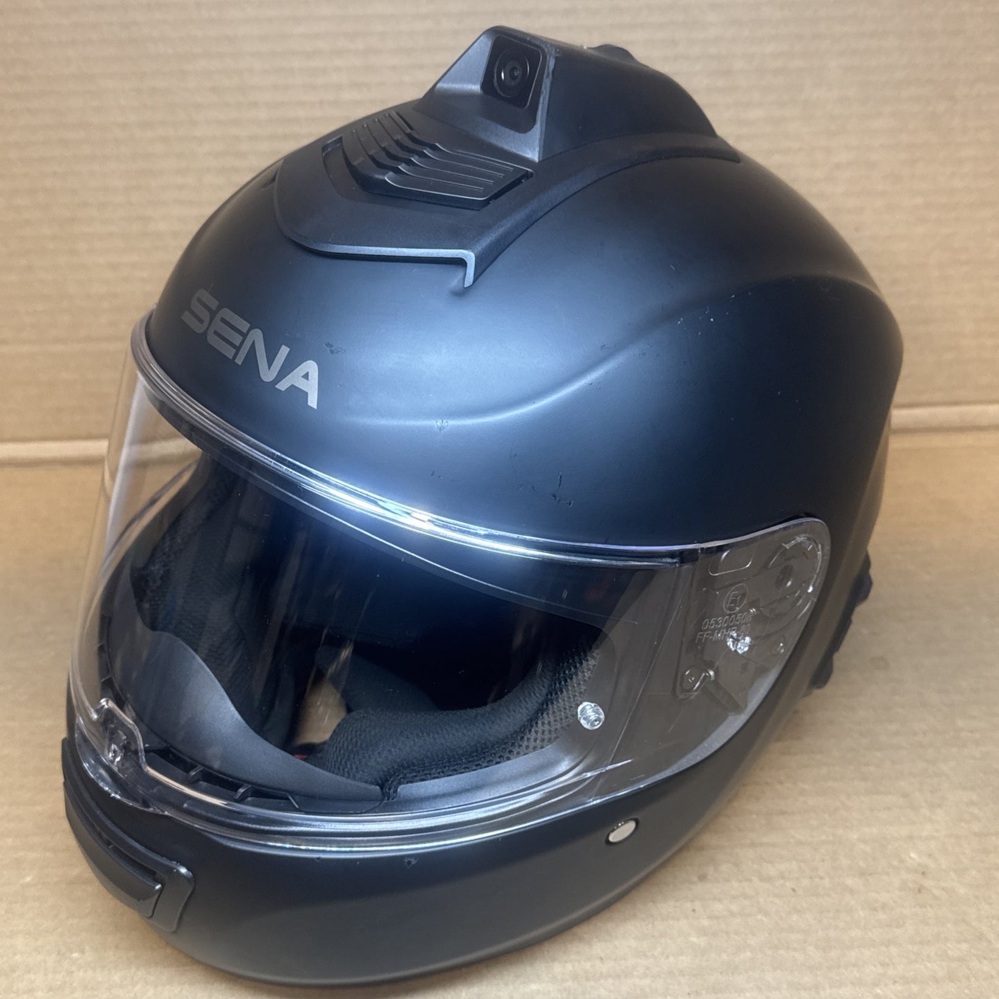 Sena Momentum INC Pro Bluetooth Camera Motorcycle Helmet, Matte Black, Large, Scuffed