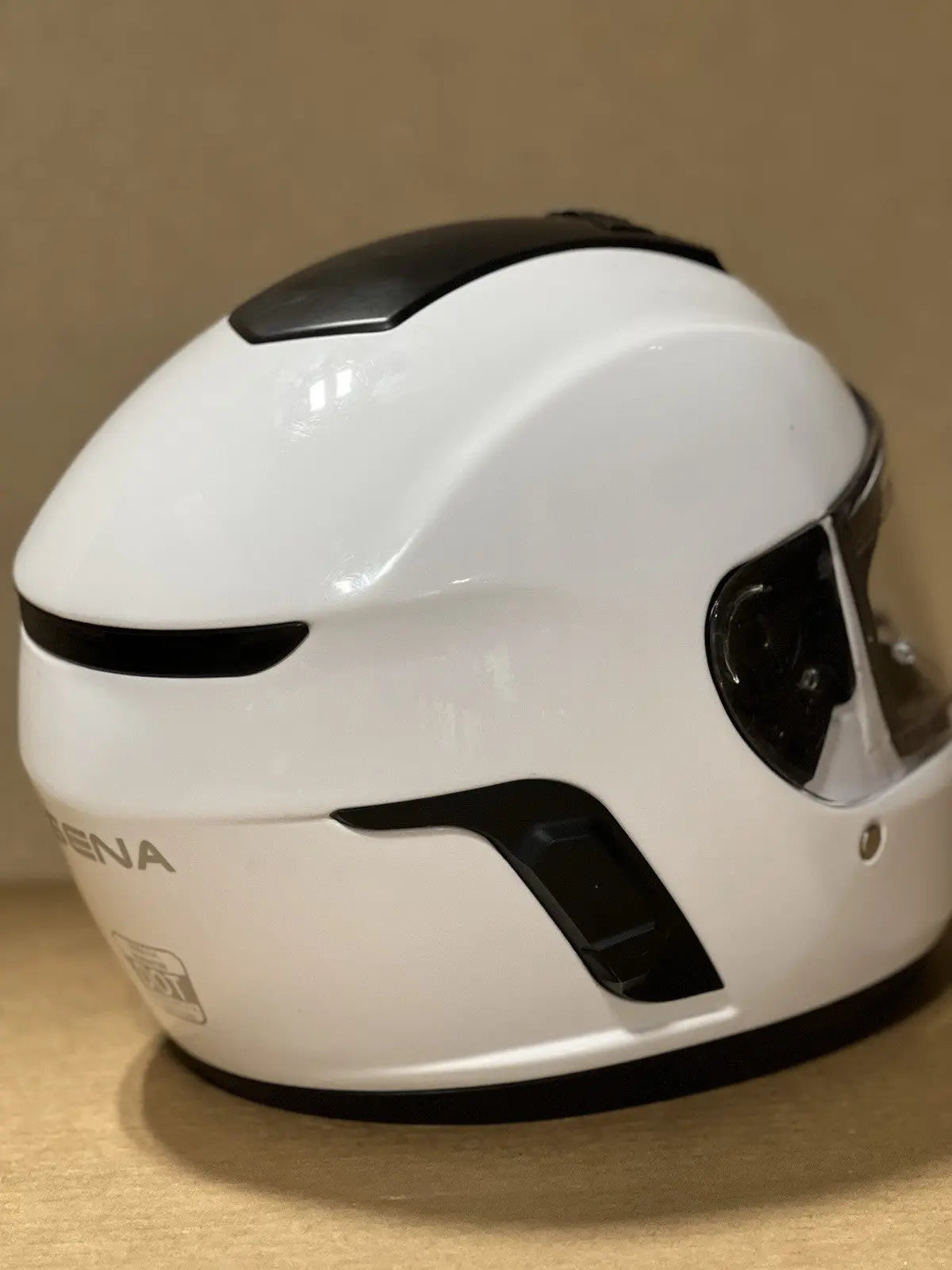 Sena Momentum Bluetooth Motorcycle Helmet, Glossy White, Medium