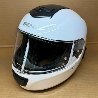Sena Momentum INC Bluetooth Camera Motorcycle Helmet, Glossy White, Medium, Minor Damage