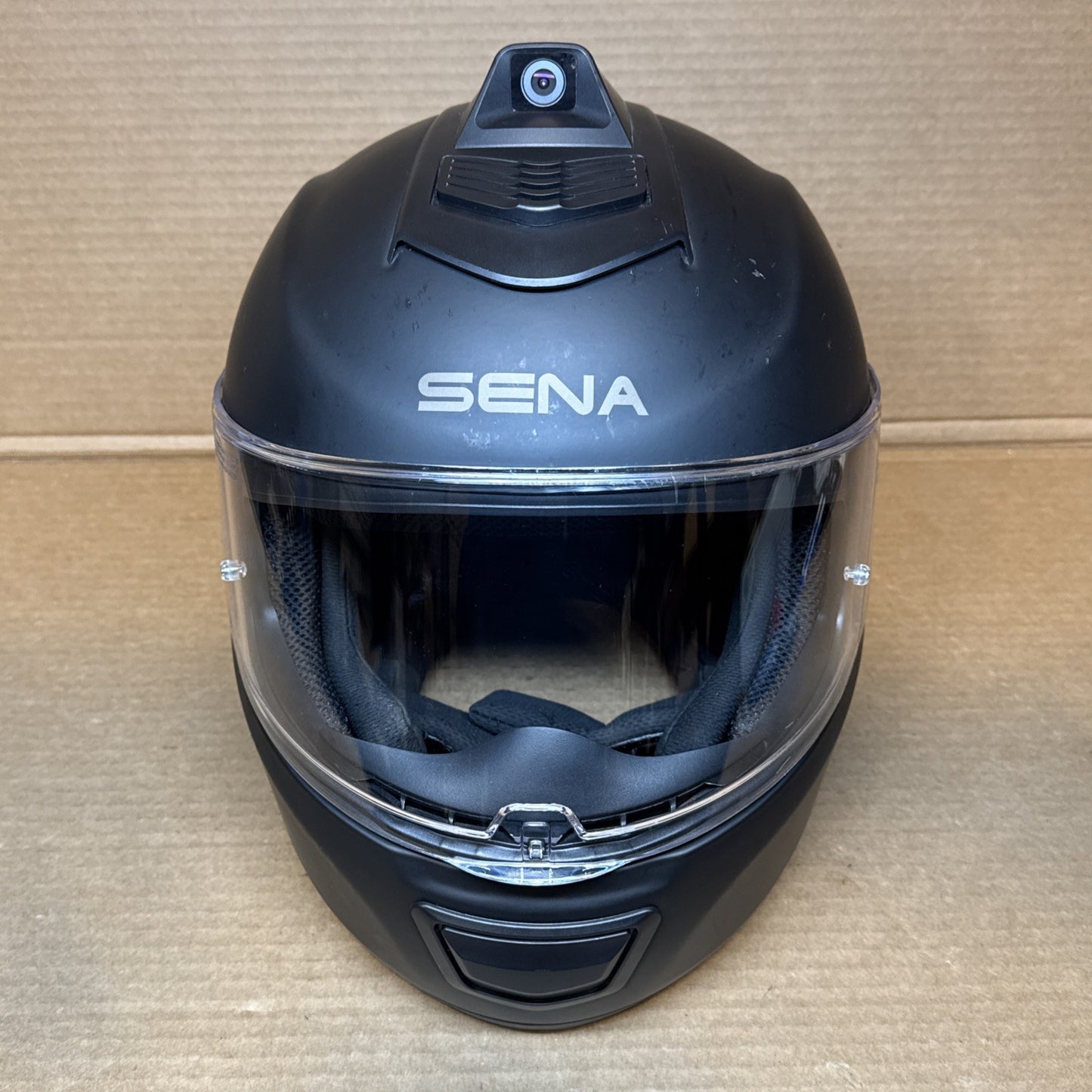 Sena Momentum INC Pro Bluetooth Camera Motorcycle Helmet, Matte Black, XL, Scuffed
