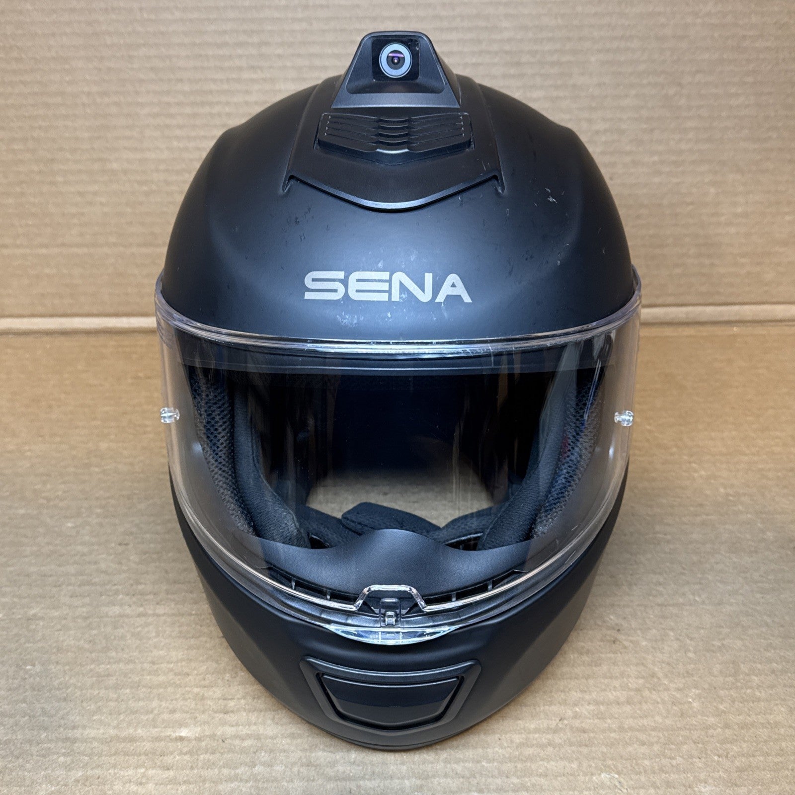Sena Momentum INC Pro Bluetooth Camera Motorcycle Helmet, Matte Black, XL, Scuffed
