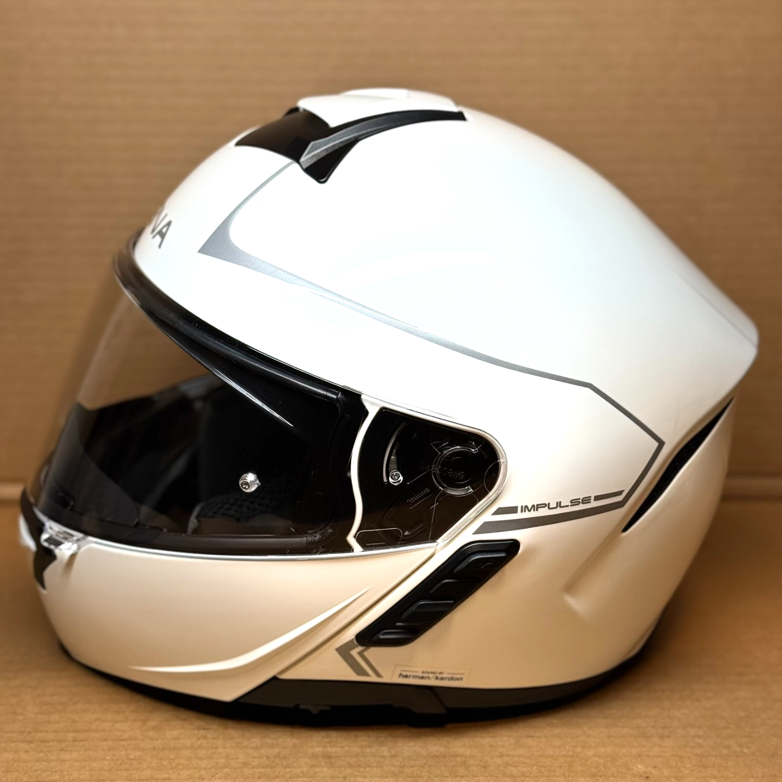 Sena Impulse Bluetooth Modular Motorcycle Helmet with Harman Kardon, White, Large