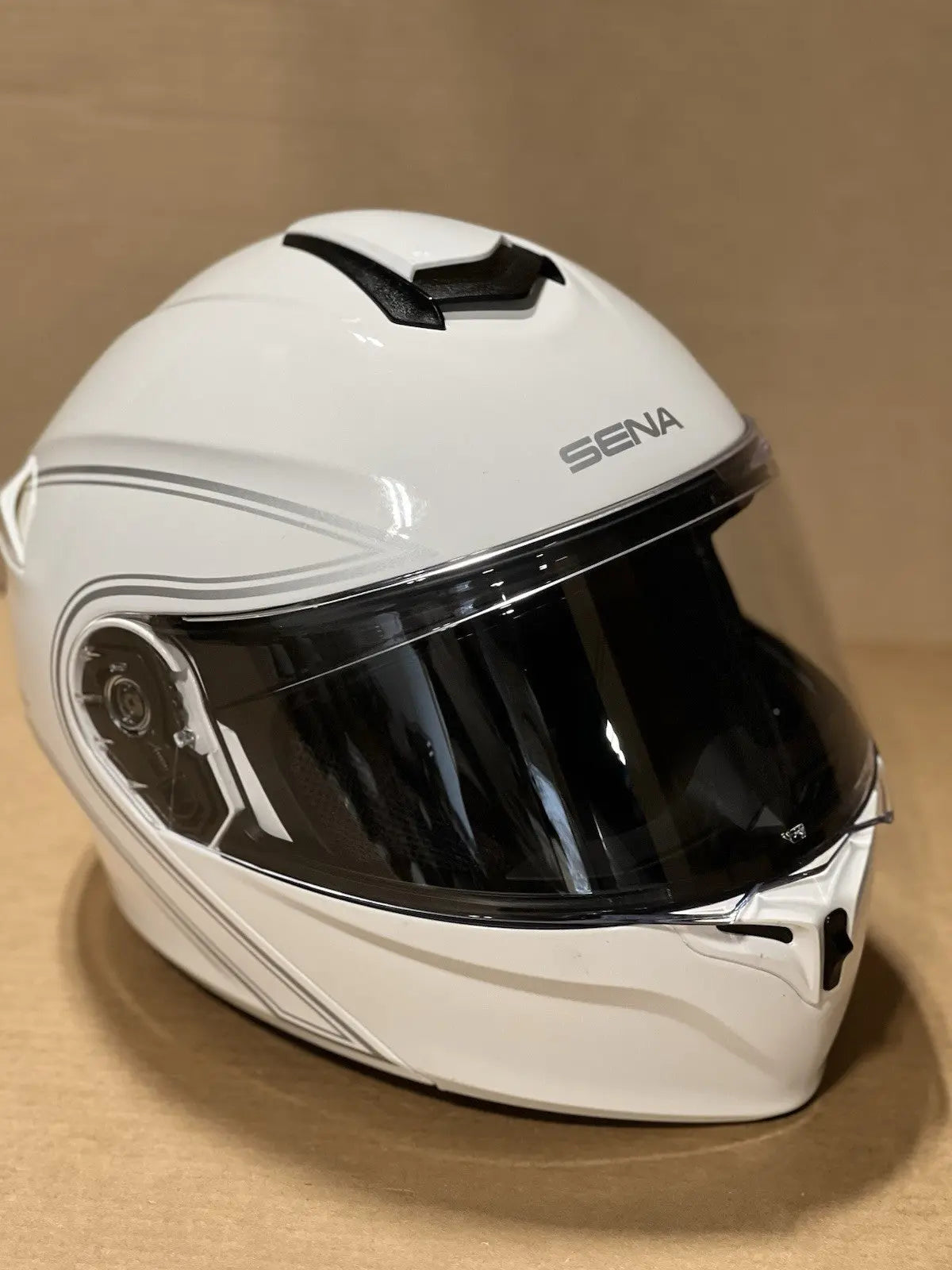Sena Outrush Modular Flip-up Bluetooth Motorcycle Helmet, Glossy White, Medium
