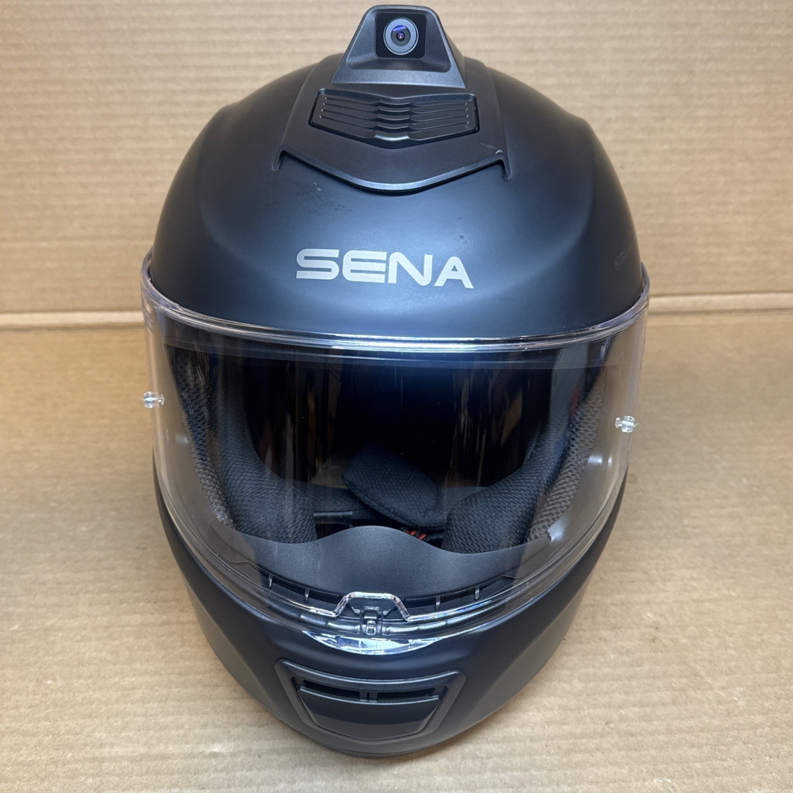 Sena Momentum Pro Bluetooth Camera Motorcycle Helmet, Matte Black, Large