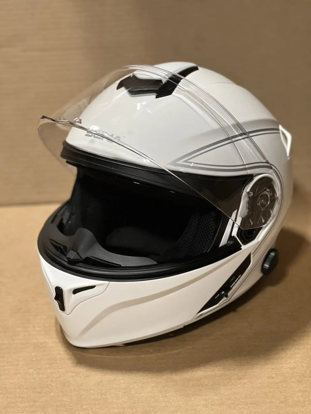 Sena Outrush Modular Flip-up Bluetooth Motorcycle Helmet, Glossy White, Medium