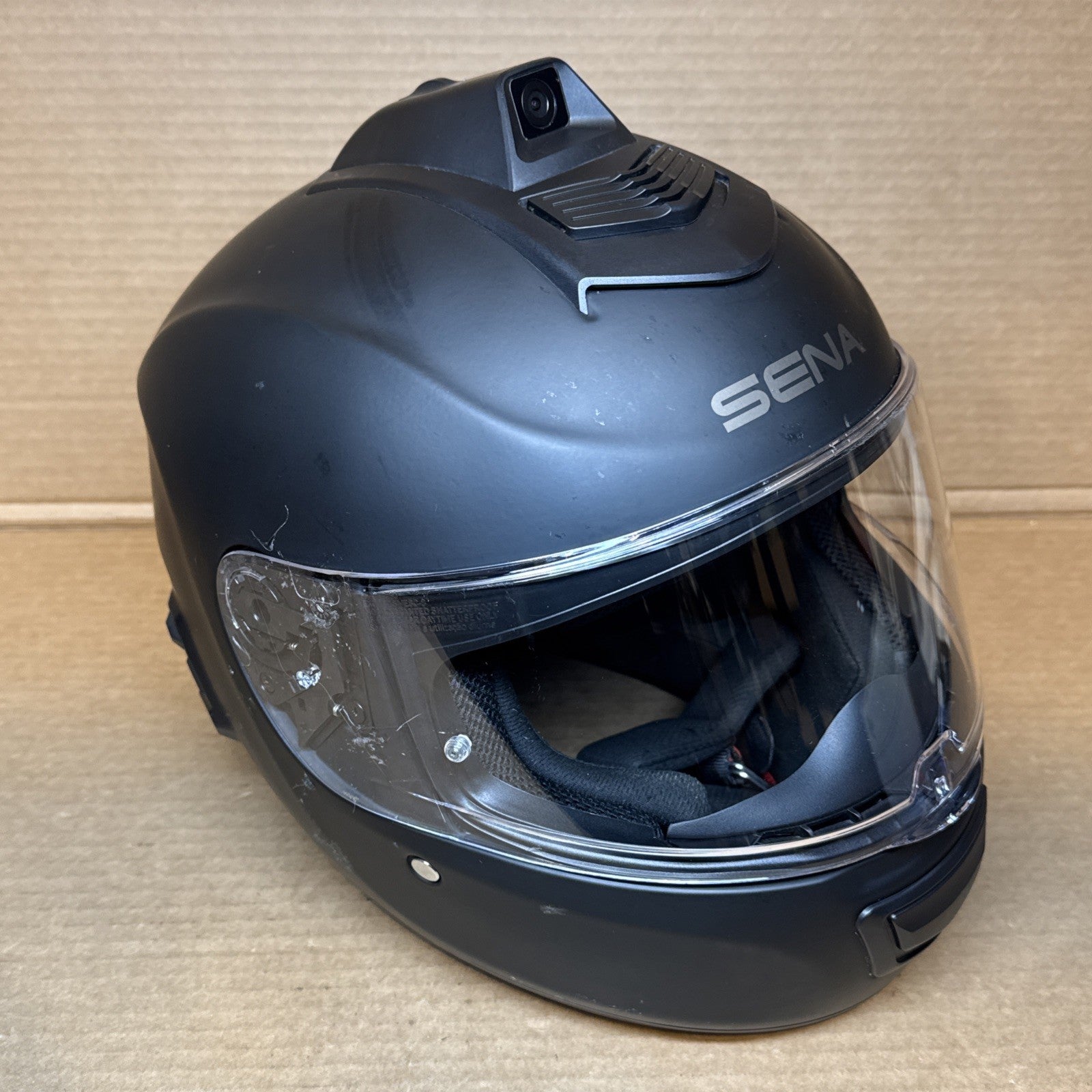 Sena Momentum INC Pro Bluetooth Camera Motorcycle Helmet, Matte Black, XL, Scuffed
