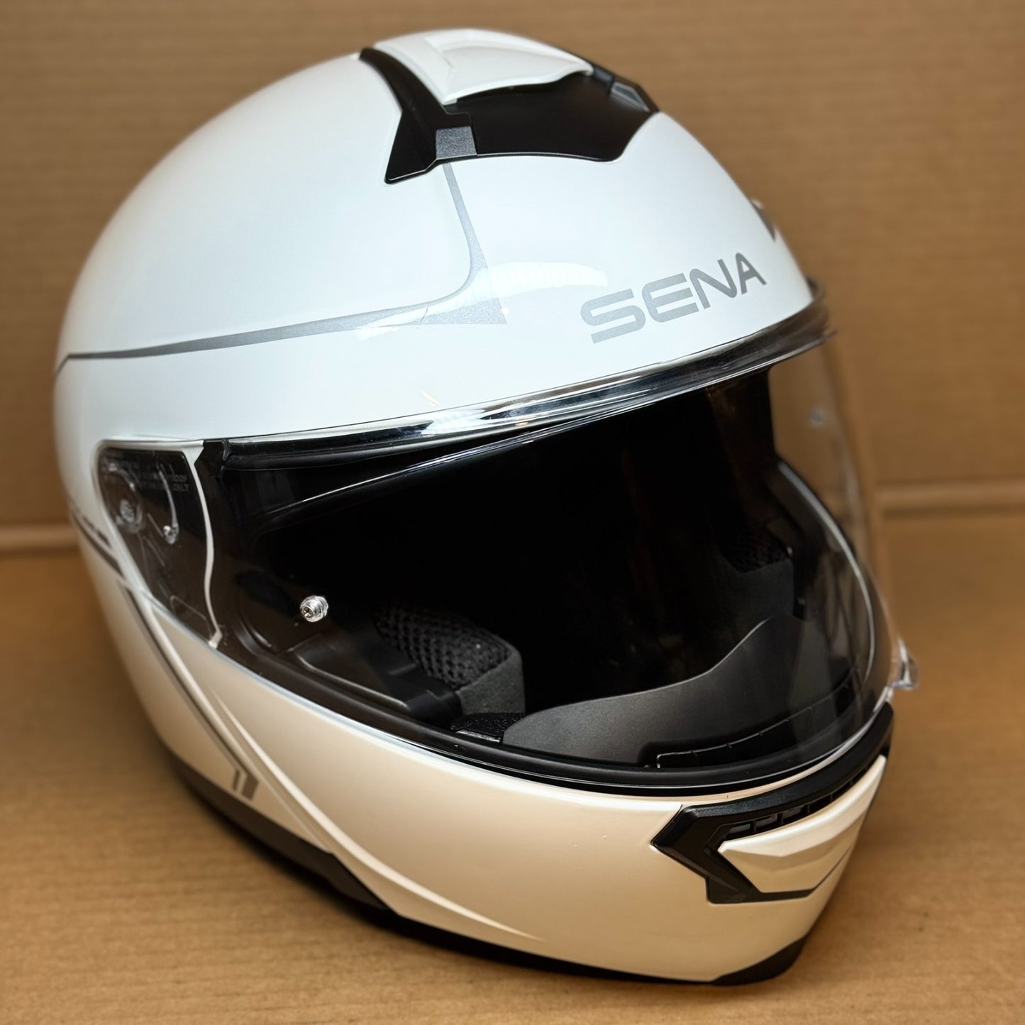 Sena Impulse Bluetooth Modular Motorcycle Helmet with Harman Kardon, White, Large