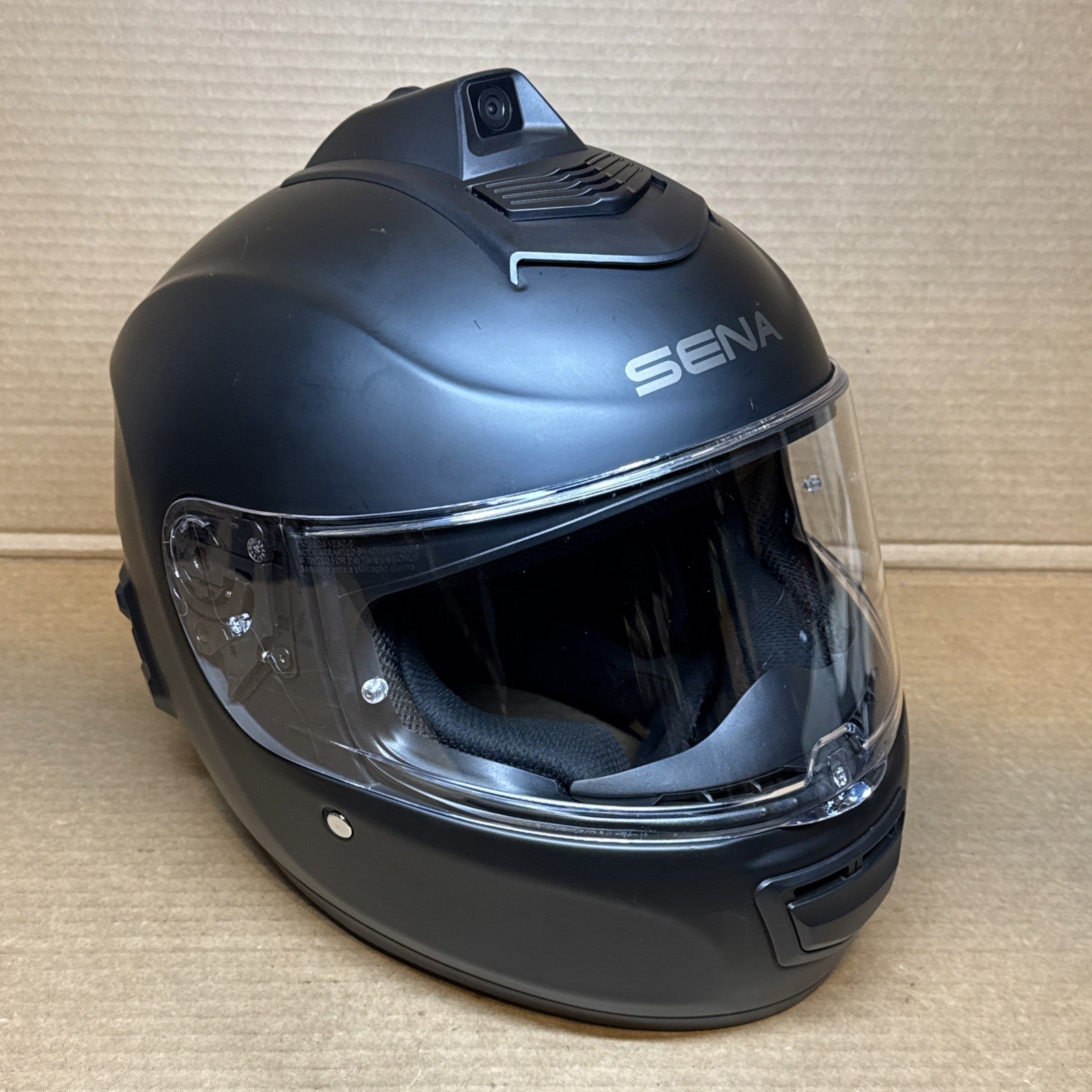 Sena Momentum INC Pro Bluetooth Camera Motorcycle Helmet, Matte Black, Large, Scratched