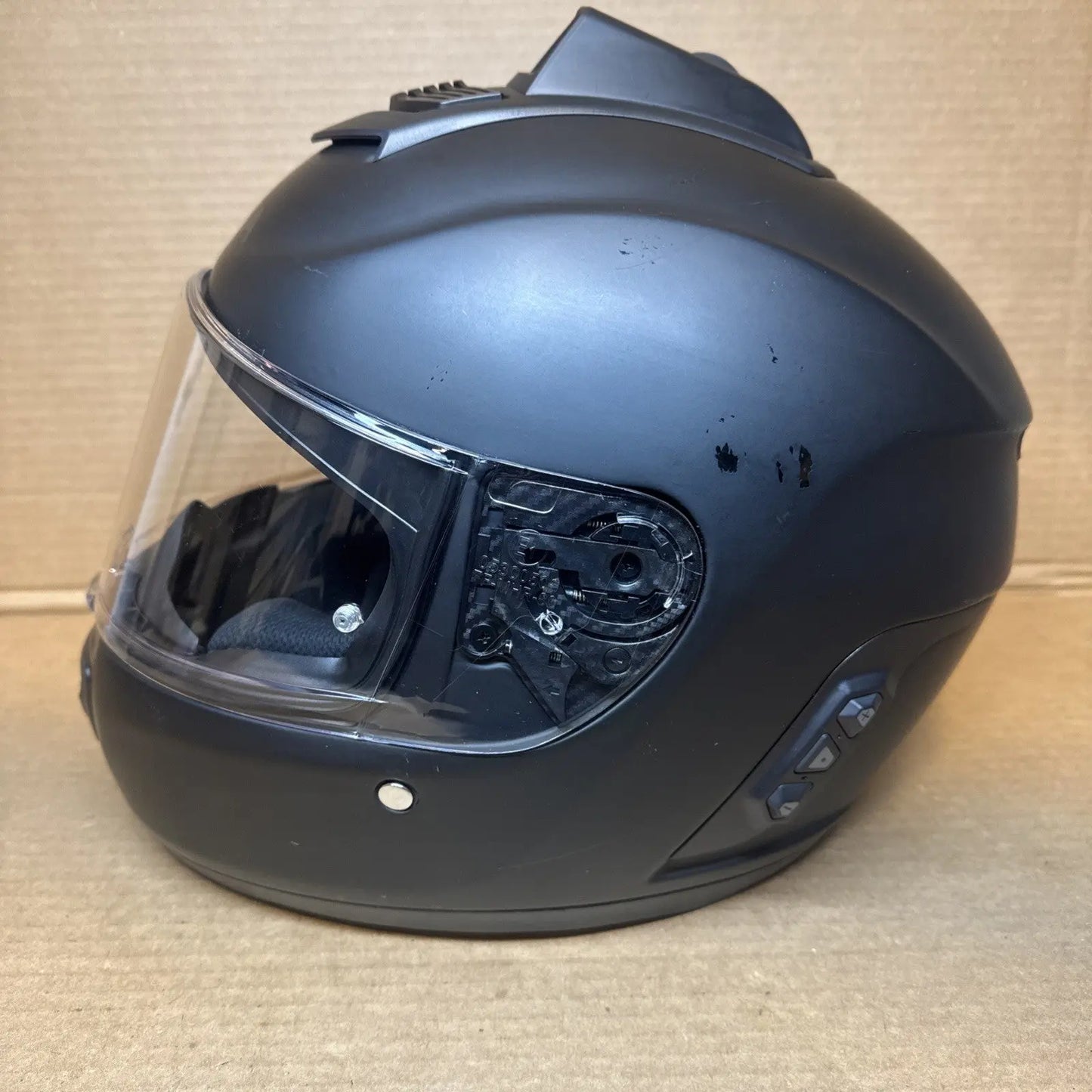 Sena Momentum Pro Bluetooth Camera Motorcycle Helmet, Matte Black, Large, Scratched
