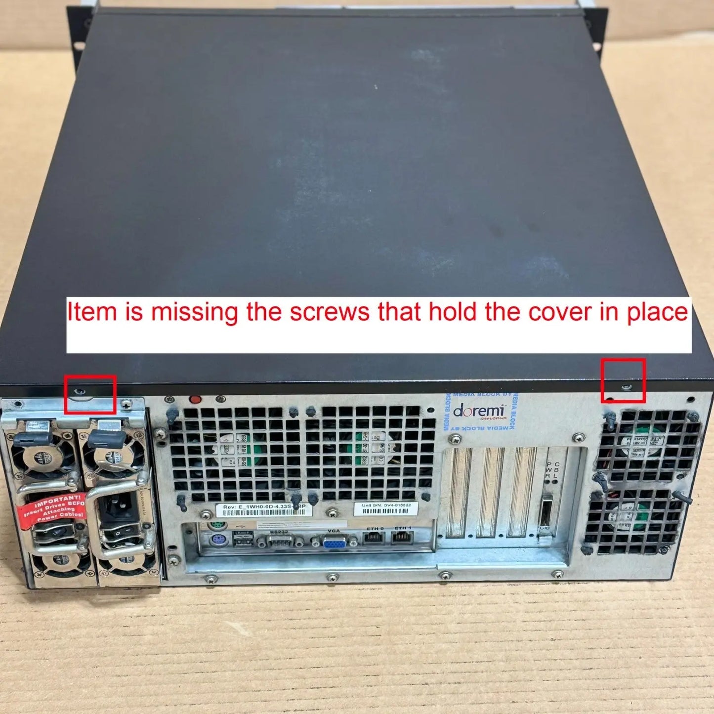 Doremi ShowVault Digital Cinema Server, Powers On, Untested