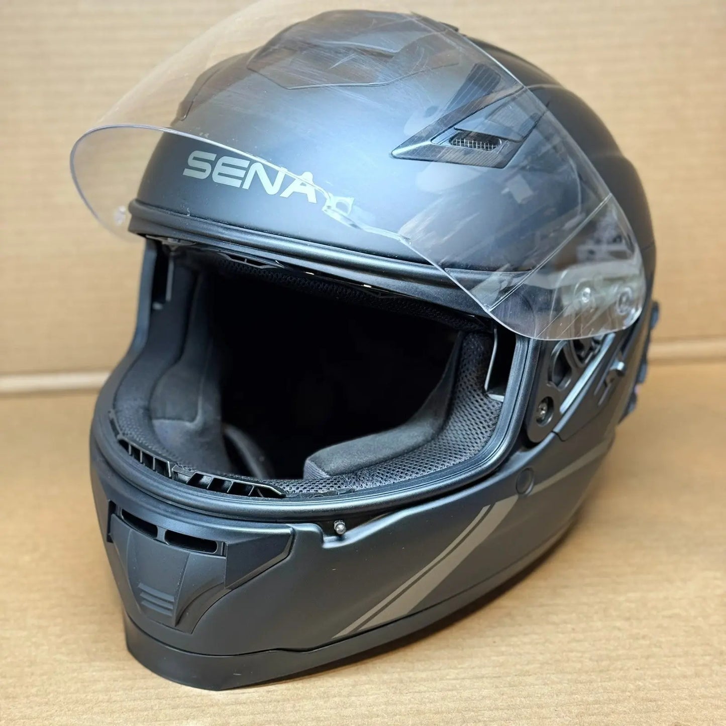 Sena Stryker Bluetooth Motorcycle Helmet, Matte Black, Medium, Scratched Visor