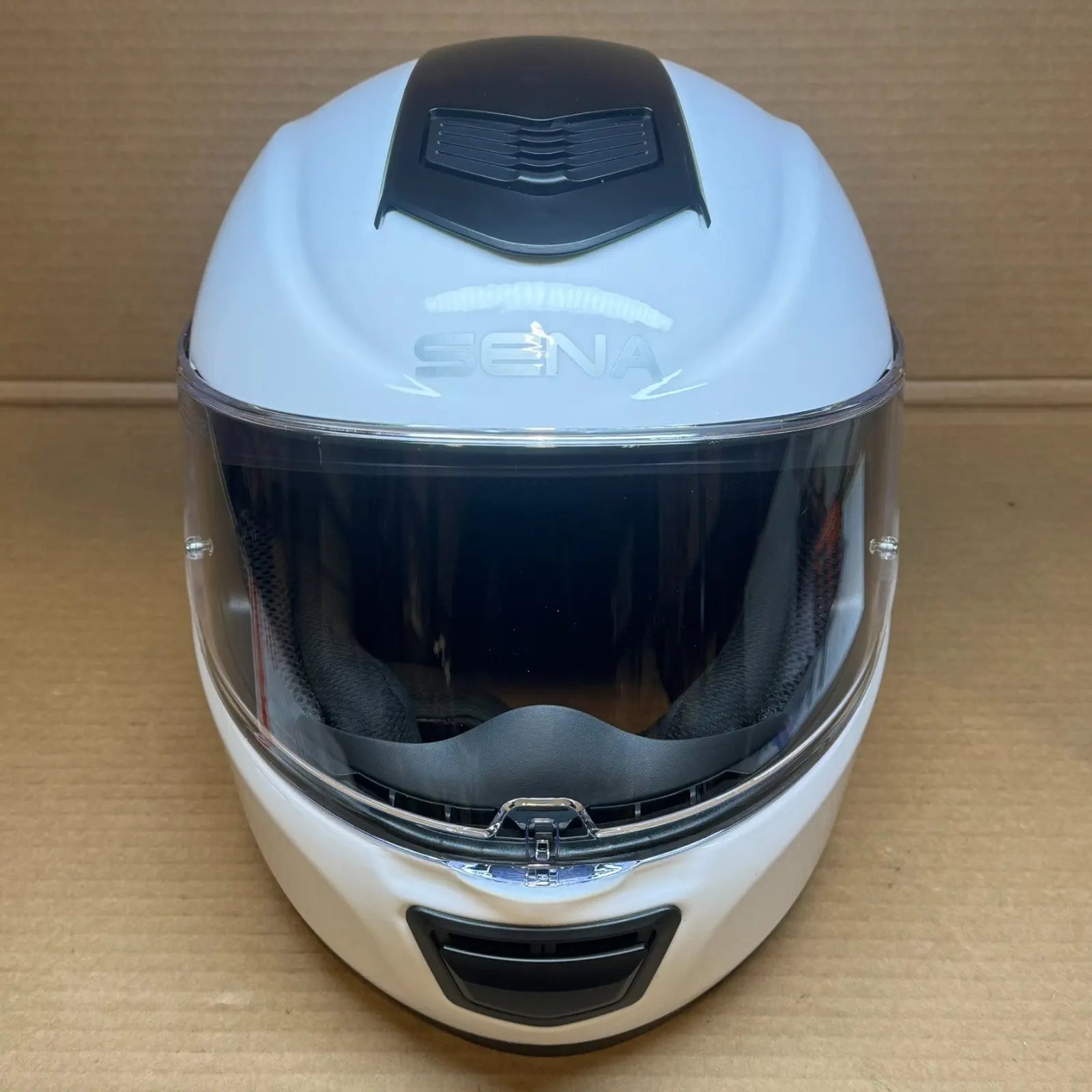 Sena Momentum Lite Bluetooth Motorcycle Helmet, Glossy White, Medium