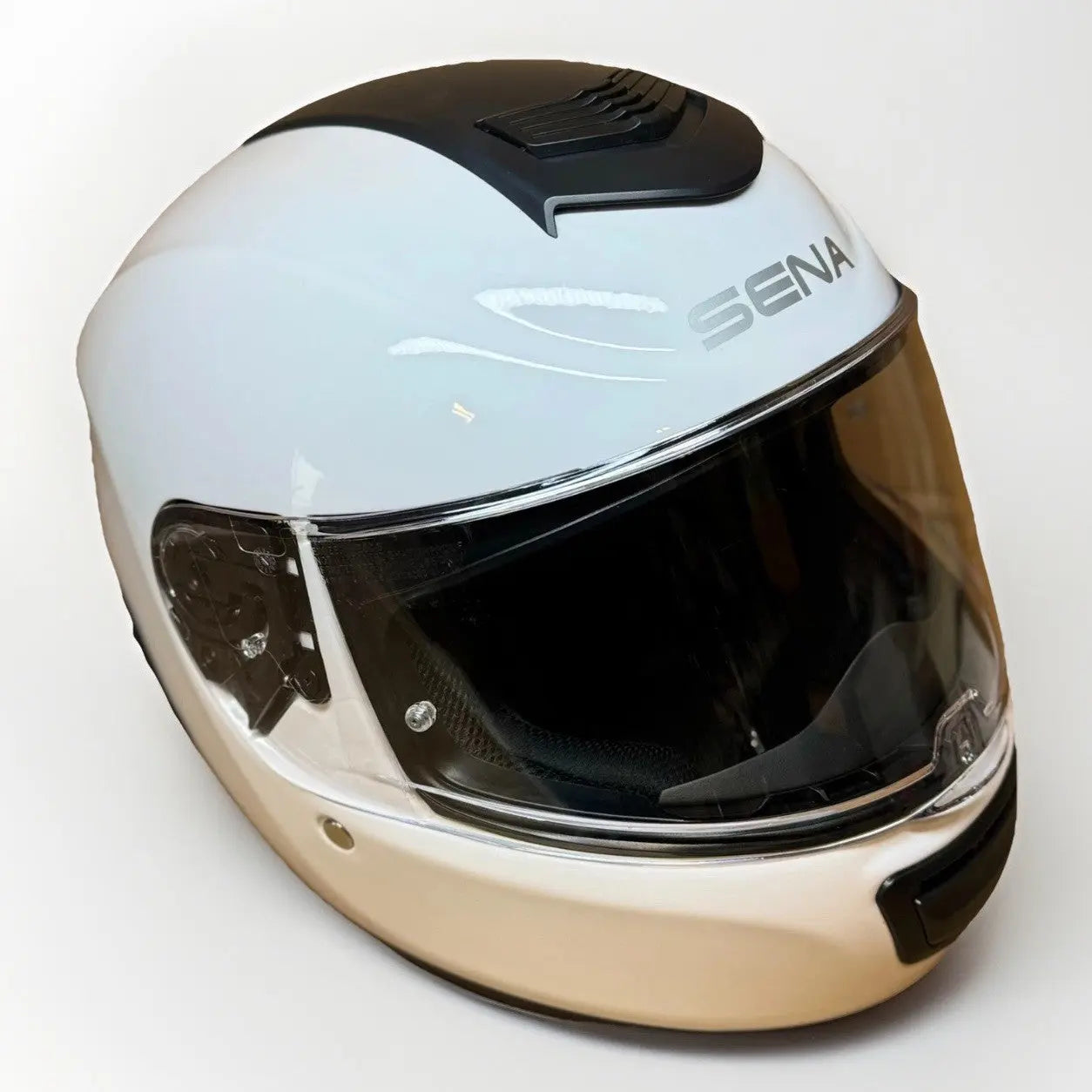 Sena Momentum INC Bluetooth Camera Motorcycle Helmet, Glossy White, Medium, Minor Damage