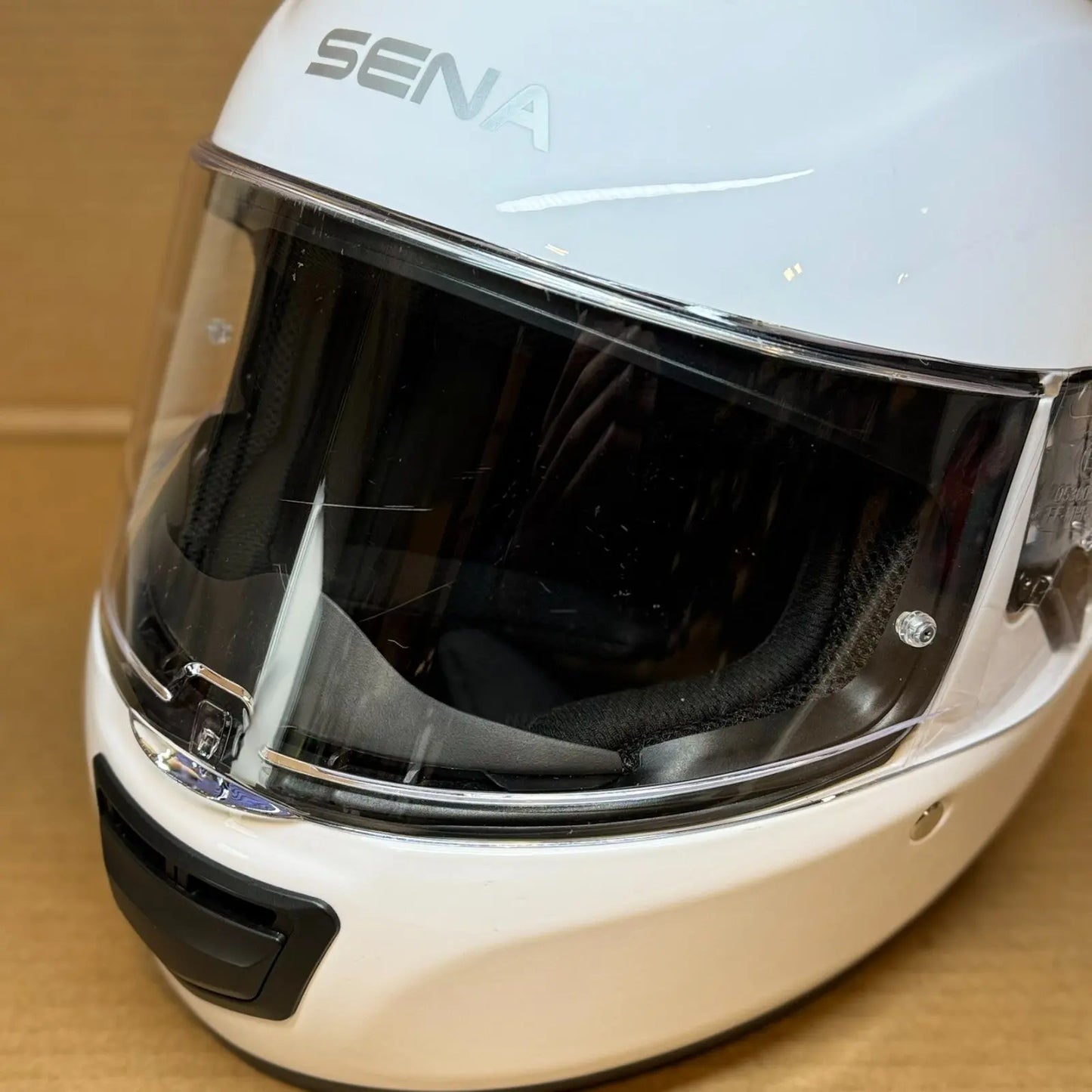 Sena Momentum INC Bluetooth Motorcycle Helmet, Glossy White, XXL, Paint Chips