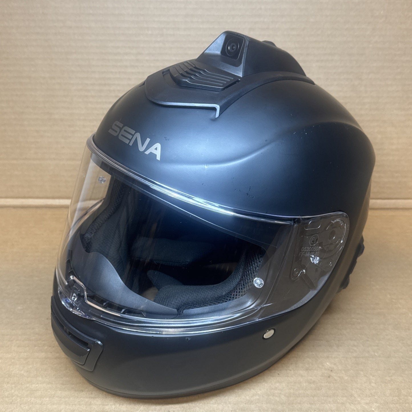 Sena Momentum INC Pro Bluetooth Camera Motorcycle Helmet, Matte Black, Large, Scuffed
