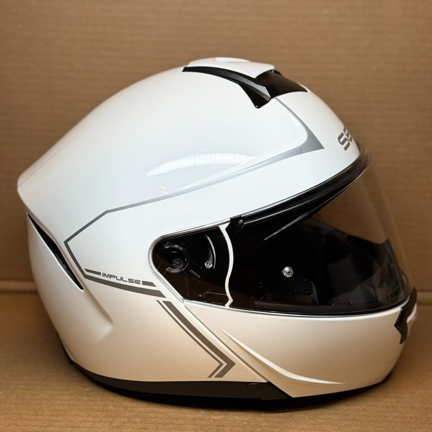 Sena Impulse Bluetooth Modular Motorcycle Helmet with Harman Kardon, White, Large