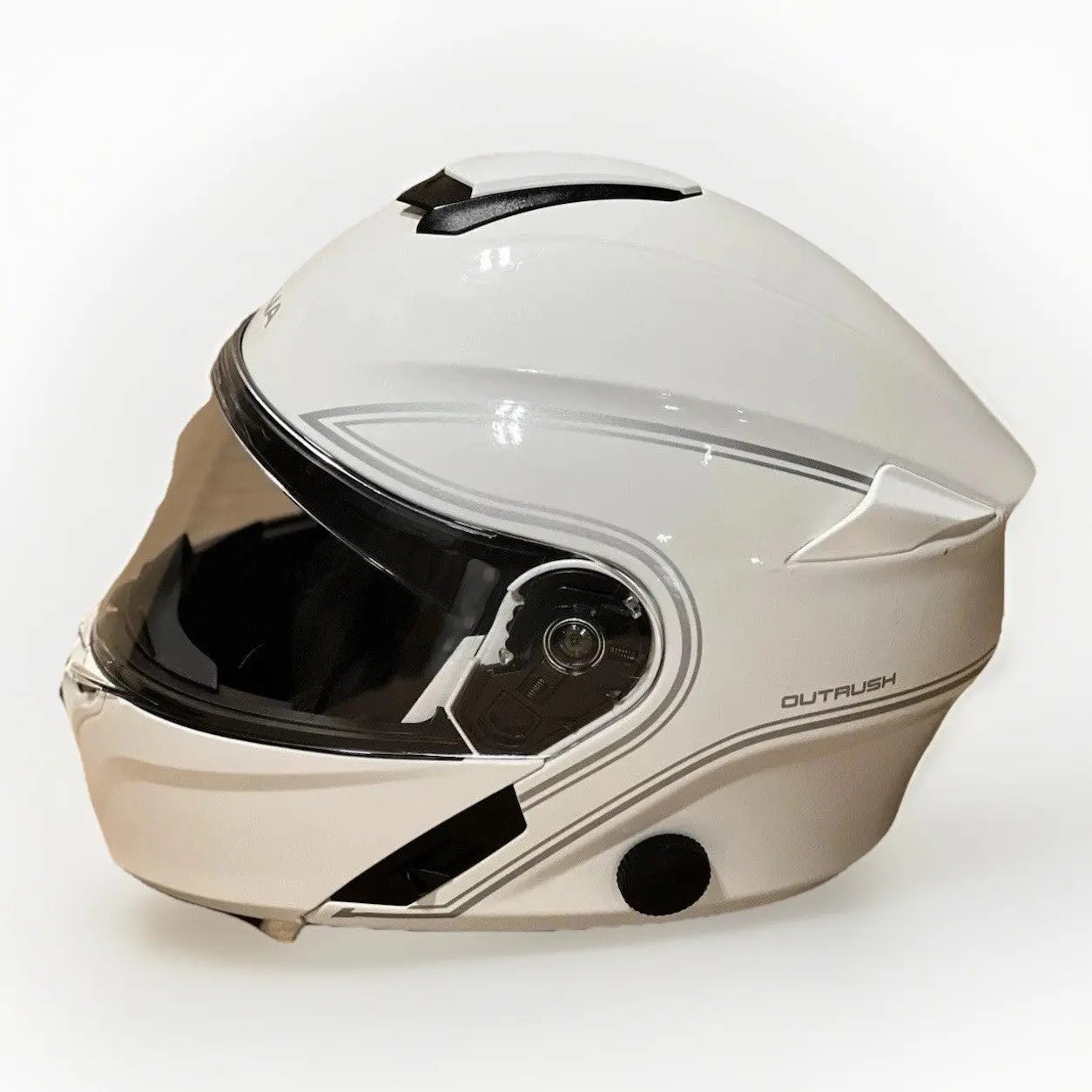 Sena Outrush Modular Flip-up Bluetooth Motorcycle Helmet, Glossy White, Medium