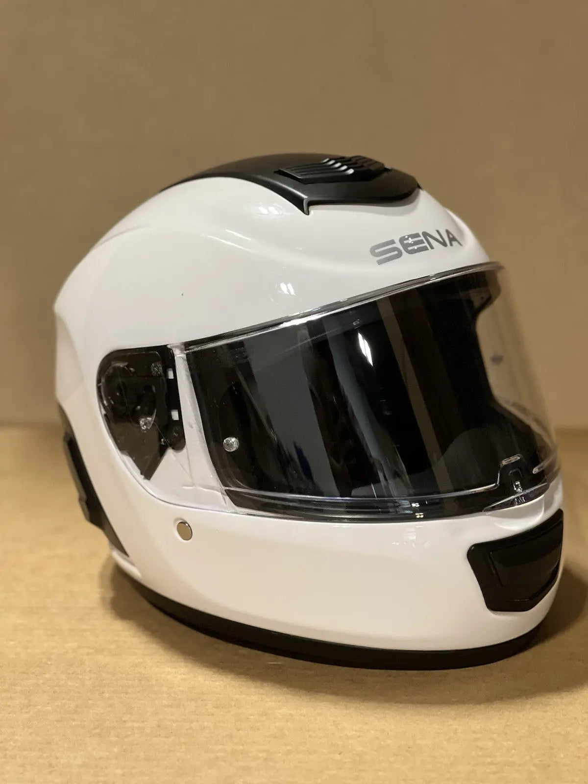 Sena Momentum Bluetooth Motorcycle Helmet, Glossy White, Small