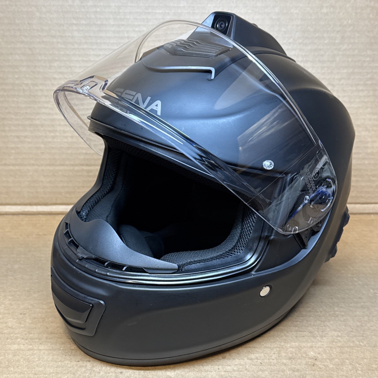 Sena Momentum INC Pro Bluetooth Camera Motorcycle Helmet, Matte Black, XL, Scratched