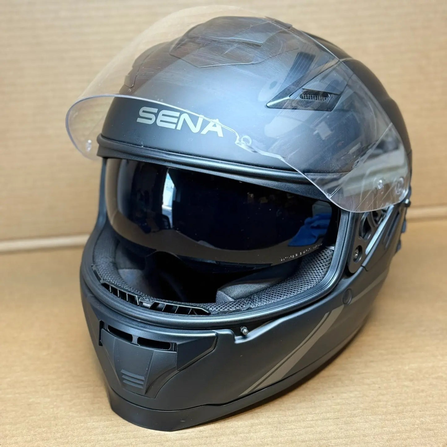 Sena Stryker Bluetooth Motorcycle Helmet, Matte Black, Medium, Scratched Visor