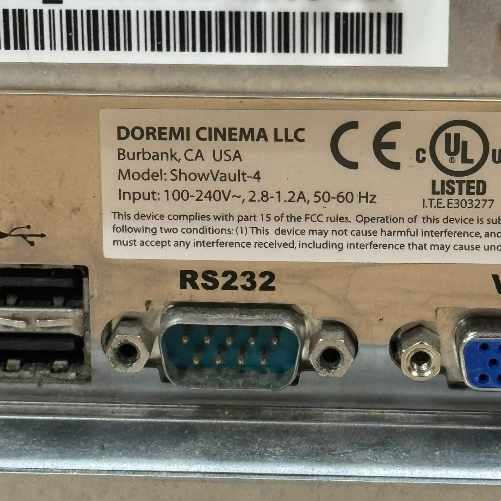 Doremi ShowVault Digital Cinema Server, No Power Supply