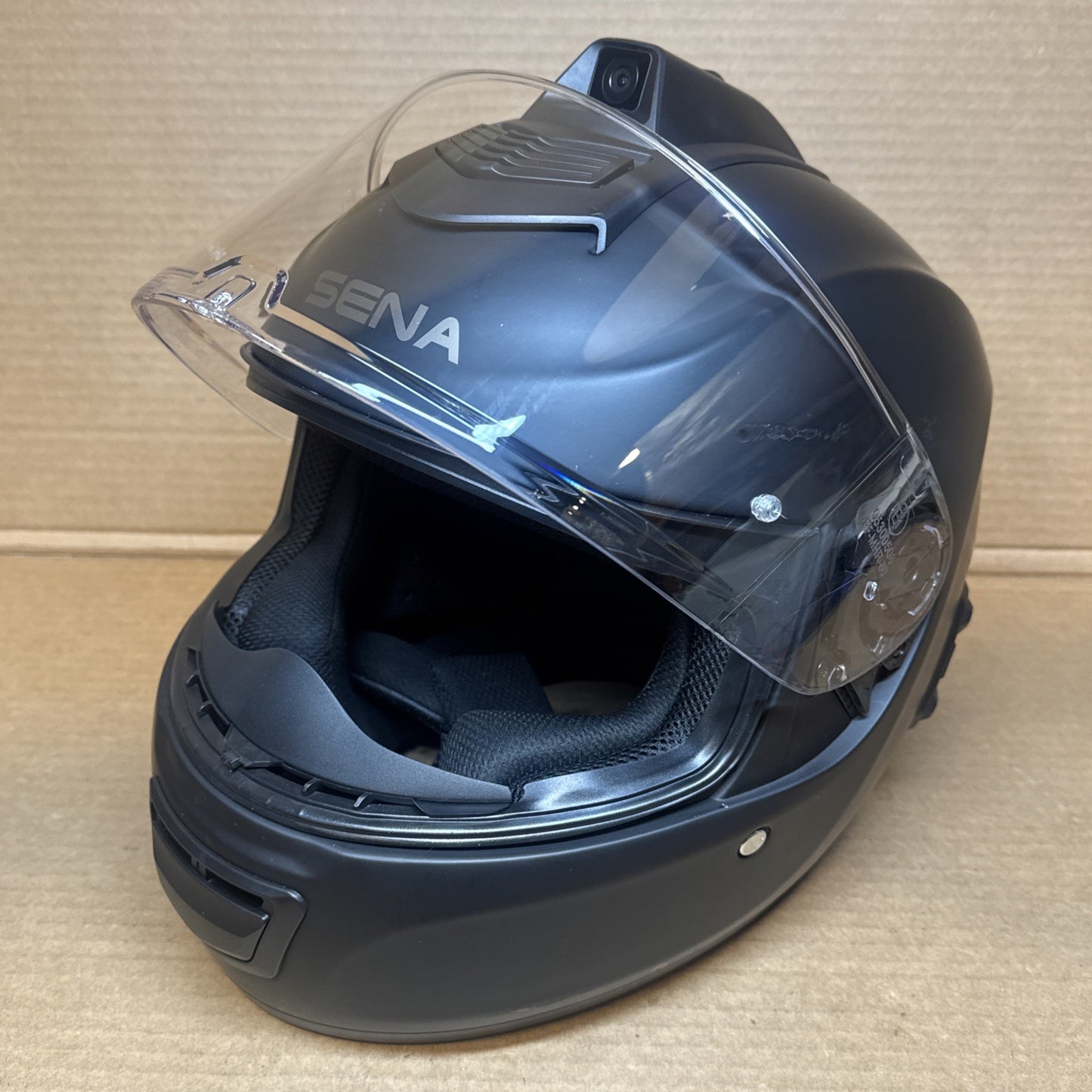 Sena Momentum Pro Bluetooth Camera Motorcycle Helmet, Matte Black, Large