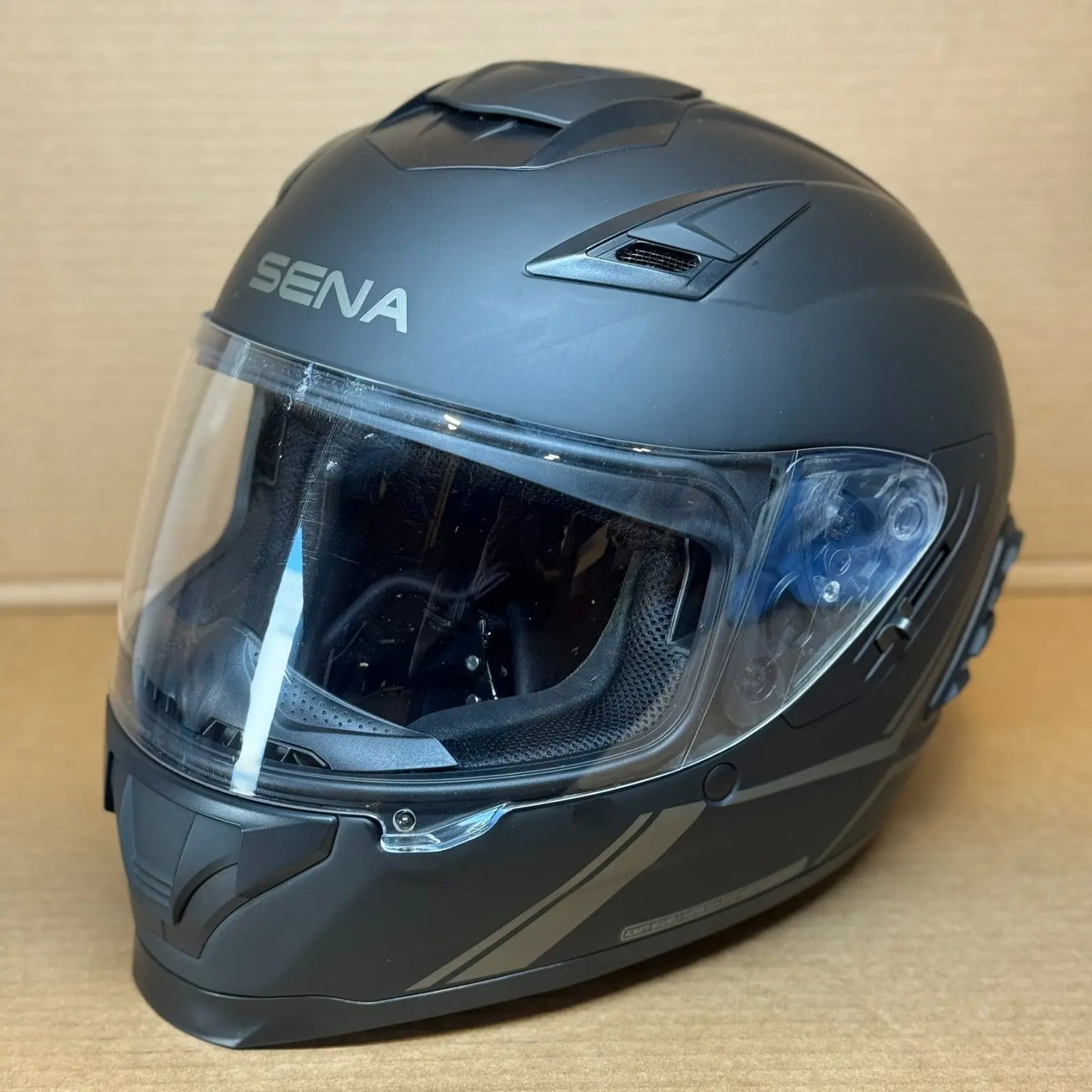 Sena Stryker Bluetooth Motorcycle Helmet, Matte Black, Large, Scratched Visor