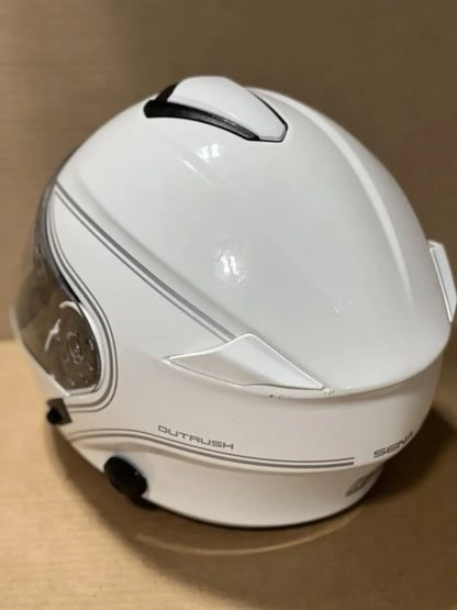 Sena Outrush Modular Flip-up Bluetooth Motorcycle Helmet, Glossy White, Medium