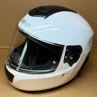 Sena Momentum Bluetooth Motorcycle Helmet, Glossy White, Medium, Scratched