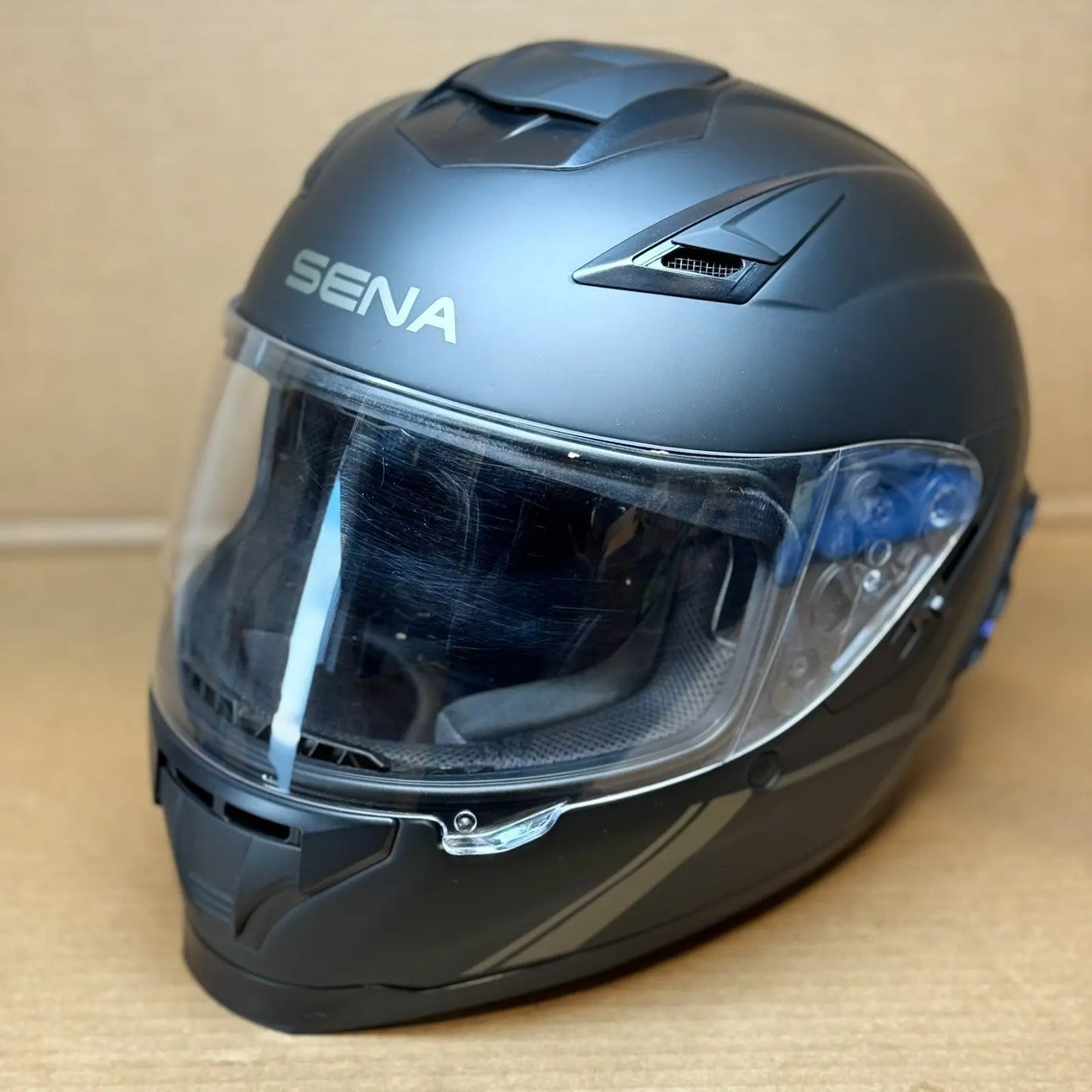 Sena Stryker Bluetooth Motorcycle Helmet, Matte Black, Medium, Scratched Visor