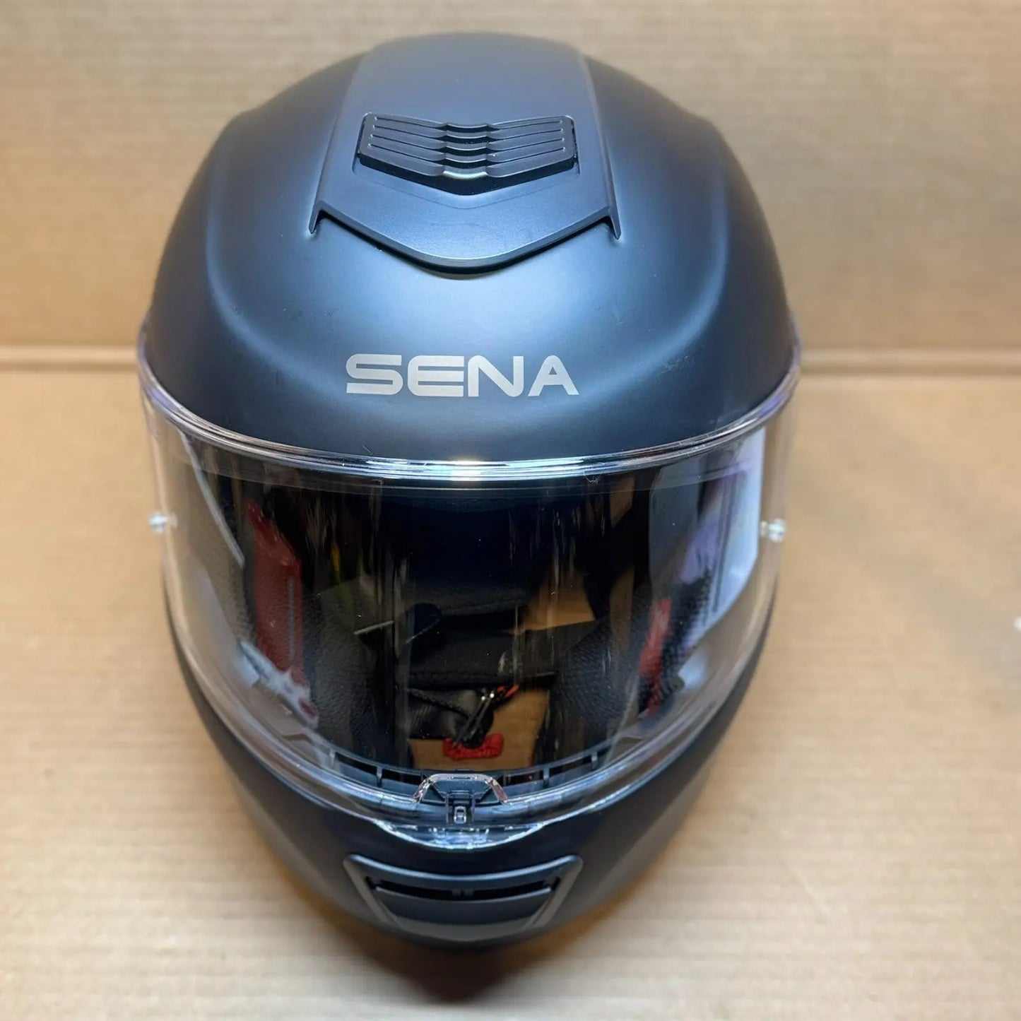 Sena Momentum Bluetooth Motorcycle Helmet, Matte Black, Large, Scratched